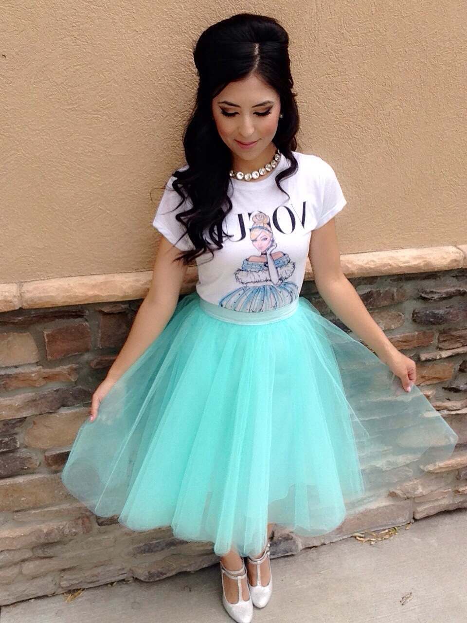 Disney Princess Cinderella + Mint Tulle Skirt Outfit! Featuring Space 46  Boutique! | A Modest Fashion & Faith Blog